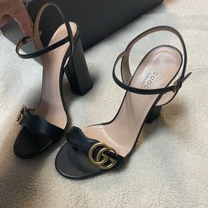 Gucci leather Marmont leather GG sandals heels